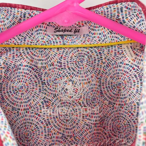 BUGATCHI Button Down Shirt Large Red/Pink Business Office Work Career Cotton - Picture 4 of 14